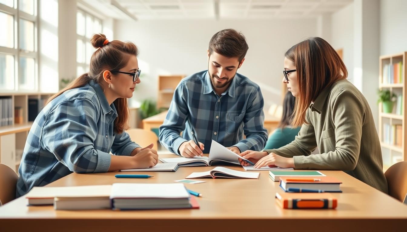 Student using learning strategies while studying